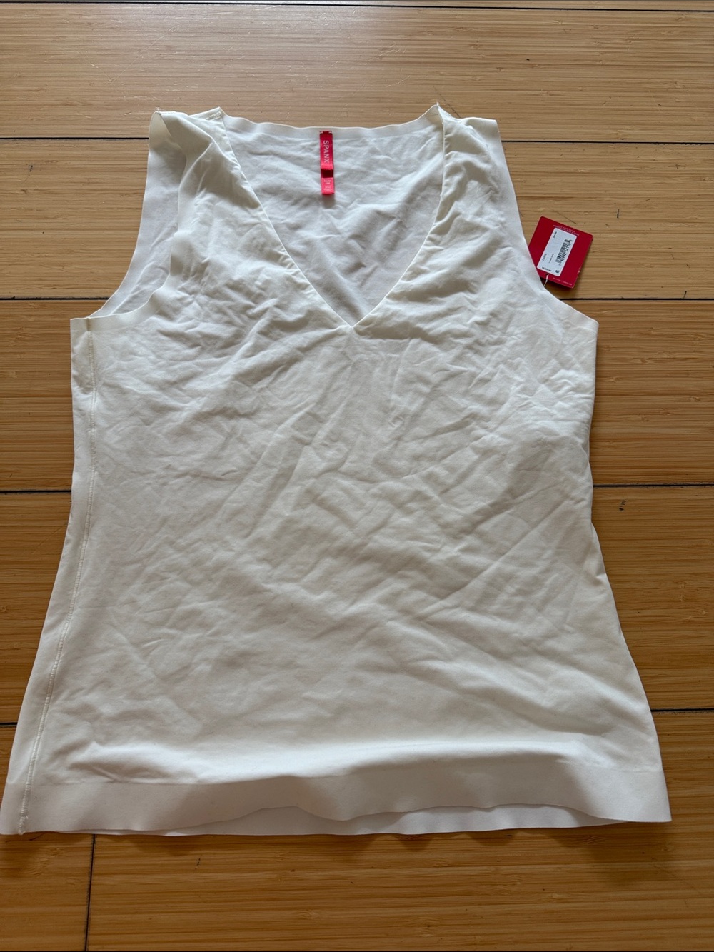 SPANX Cream V-Neck Sleeveless Tank Top